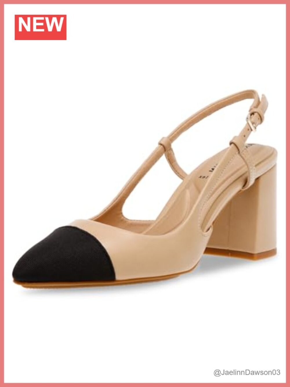 Women's Slingback Pumps Block Heel Pointed Toe Ankle Buckle Comfortable